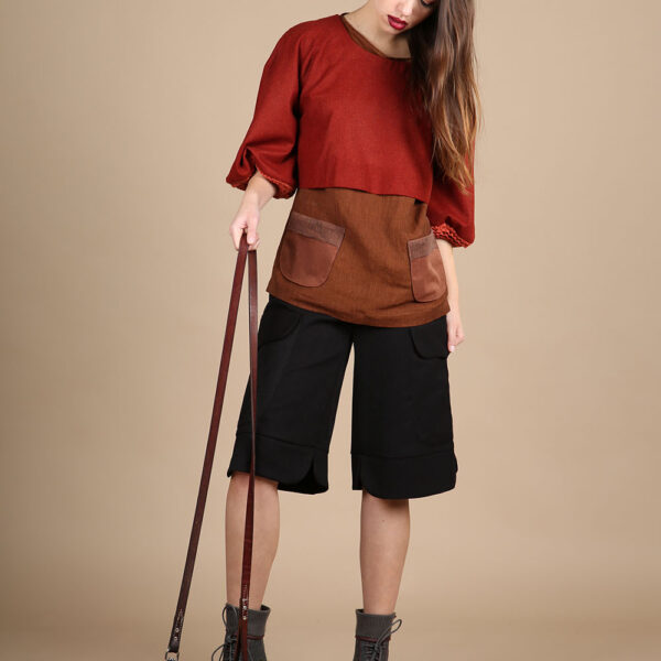 Black Bermuda shorts for women in a tailored cut, locally designed